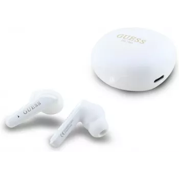 GUESS Flat Classic Logo Electroplated True Wireless austiņas, balta