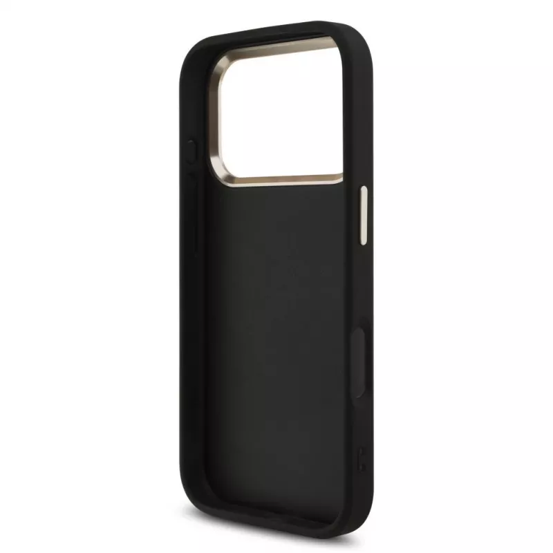 GUESS 4G Big Logo Classic cietais maciņš iPhone 17 Pro / 18 Pro - melns un zelts