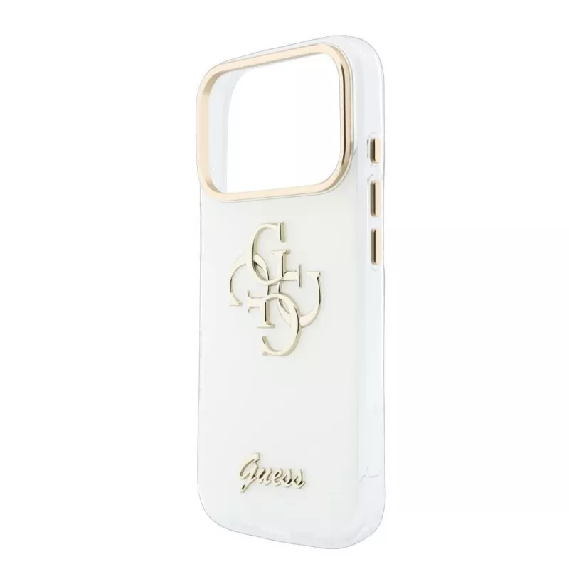 GUESS 4G Script Metal aizsargmaciņš iPhone 18 Pro Max / 17 Pro Max - balts