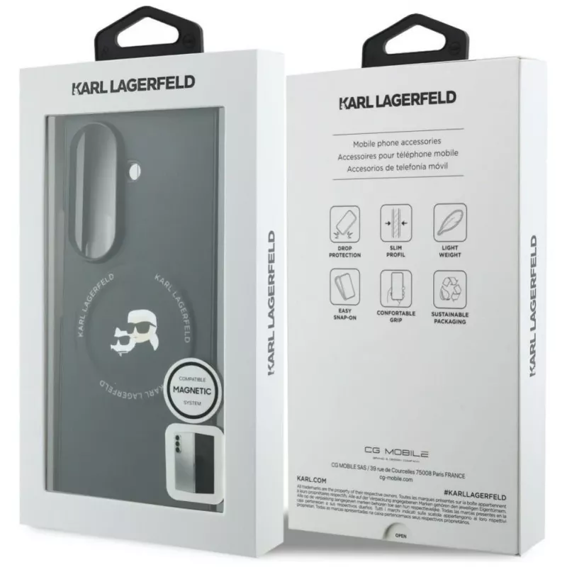 Karl Lagerfeld Karl & Choupette Pins MagSafe maciņš Samsung Galaxy Z Fold 8 Ultra - melns