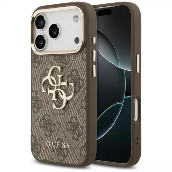GUESS 4G Big Classic Logo maciņš iPhone 17 Pro / 18 Pro - brūns un zelts