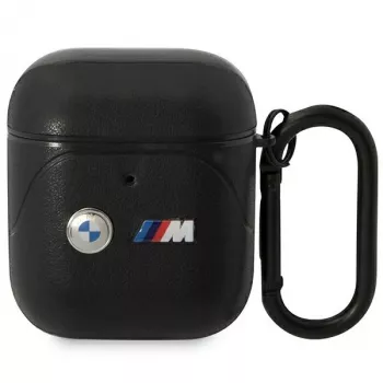 BMW BMA222PVTK Ādas izliektās līnijas maciņš AirPods 1/2 - Melns
