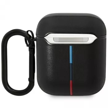 BMW BMA222PVTK Ādas izliektās līnijas maciņš AirPods 1/2 - Melns
