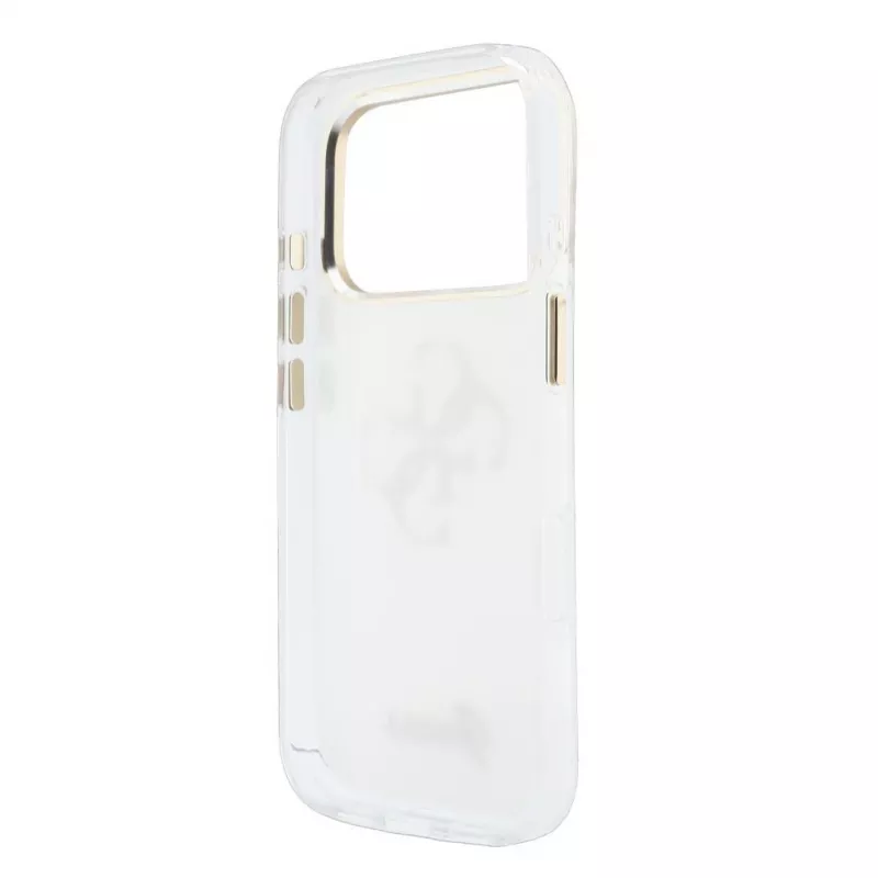 GUESS IML 4G Script Metal maciņš iPhone 15 Pro, balts