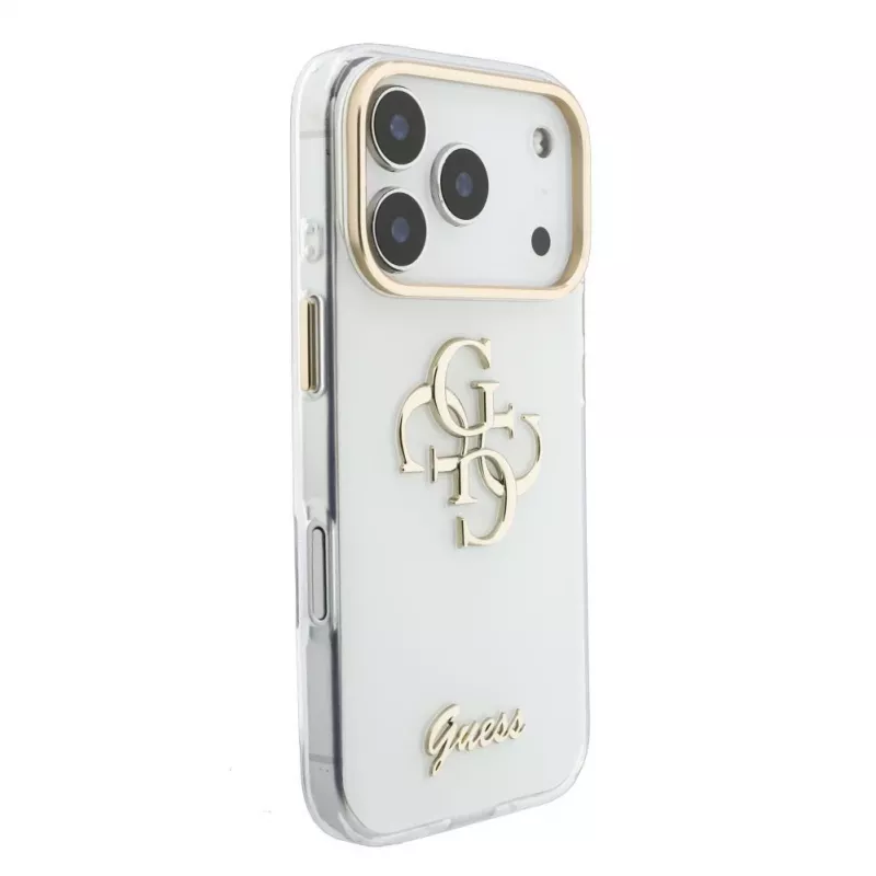 GUESS IML 4G Script Metal maciņš iPhone 15 Pro, balts