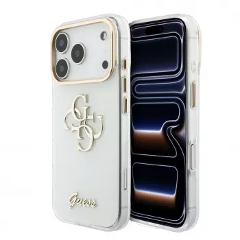 GUESS IML 4G Script Metal maciņš iPhone 15 Pro, balts