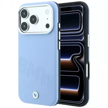 BMW Signature Slīpi Reljefi Burti MagSafe Maciņš iPhone 18 Pro / 17 Pro - Zils