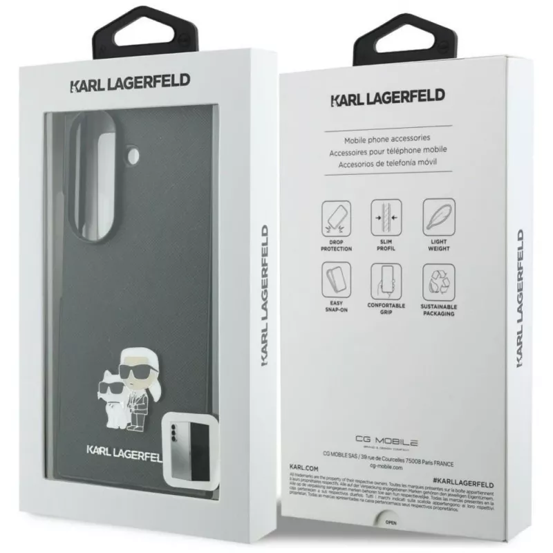 Karl Lagerfeld Saffiano Karl & Choupette Pin Maciņš Samsung Galaxy Z Fold 8 Ultra - Melns