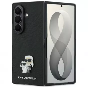 Karl Lagerfeld Saffiano Karl & Choupette Pin Maciņš Samsung Galaxy Z Fold 8 Ultra - Melns