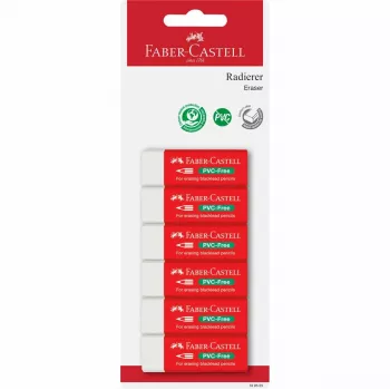 Faber-Castell PVC-Free dzēšgumija 7095-20, 6 iepakojumā, balta