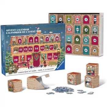 RAVENSBURGER Puzzle Adventes kalendārs Ziemassvētki mājās - 24 mini puzles, 576 gabali, Softclick Technology