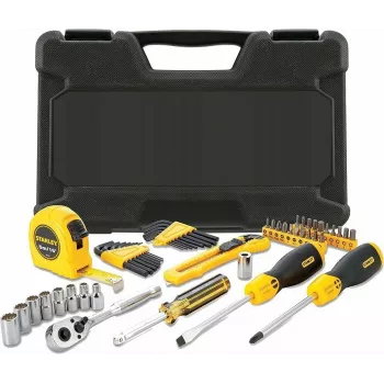 STANLEY STMT0-74864 51 daļu instrumentu komplekts ar 1/4 collu un 1/2 collu uzgriežņu atslēgām un kombinētajām atslēgām, pūšamā veidnē veidotā futrālī