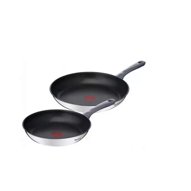 Tefal Daily Cook G7132S55 Nerūsējošā tērauda cepšanas pannu komplekts 24/28 cm, titāna nepiedegošais pārklājums, indukcija, Thermo-Signal