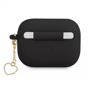 GUESS GUAPLSCHSK AirPods Pro vāciņš melns silikona sirds piekariņš kolekcija