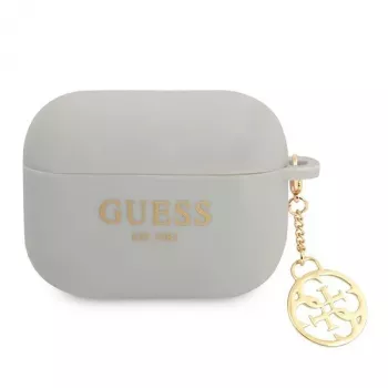 Guess GUAPLSC4EG AirPods Pro vāciņš pelēks silikona ar piekariņu 4G kolekcija