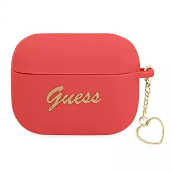 GUESS AirPods Pro vāciņš sarkans silikona Charm Heart kolekcija