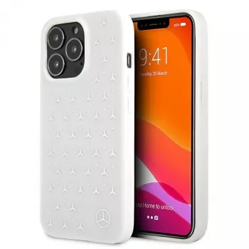 Mercedes-Benz MEHCP13LESPWH iPhone 13 Pro / 13 cietais vāciņš Sudraba zvaigžņu raksts Balts