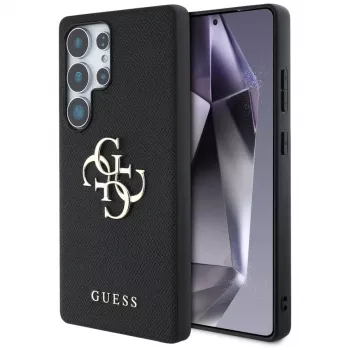 GUESS Grained Big 4G Logo Small Classic Logo maciņš Samsung Galaxy S25 Ultra - Melns