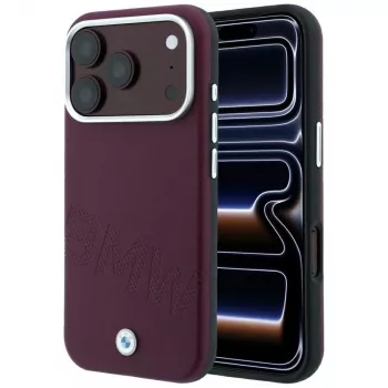 BMW Signature Collection Slīpi reljefi burti MagSafe maciņš iPhone 15 Pro - Burgundy