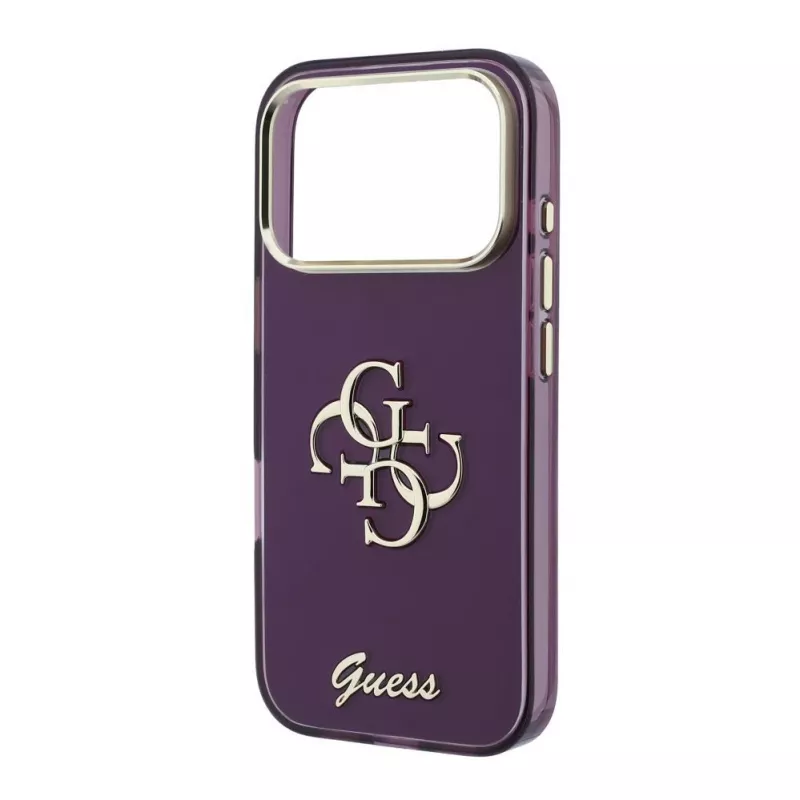 GUESS 4G Script Metal aizmugurējais vāciņš Apple iPhone 18 Pro / 17 Pro - Burgundy