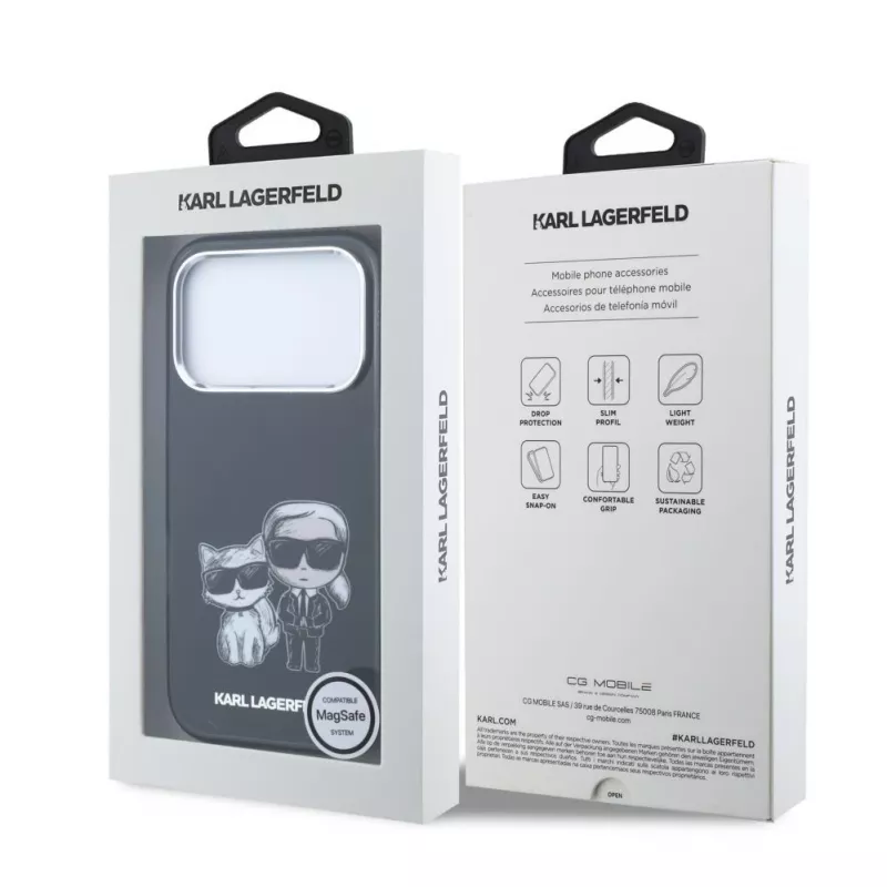 Karl Lagerfeld Karl & Choupette Bodies Sketch Print MagSafe maciņš iPhone 18 Pro Max / 17 Pro Max - Melns