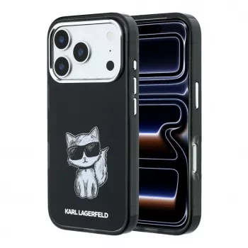 Karl Lagerfeld IML Choupette Body Sketch Print MagSafe maciņš iPhone 18 Pro / 17 Pro - Melns