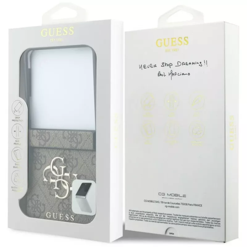 GUESS Big 4G Logo cietais maciņš Samsung Galaxy Z Flip4 - brūns