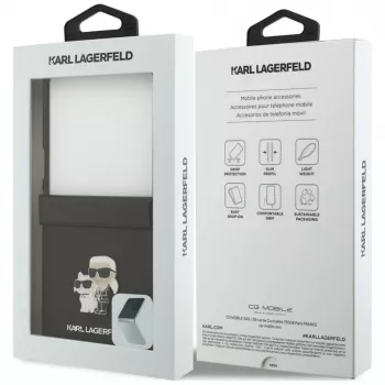 Karl Lagerfeld Karl & Choupette Saffiano Pins maciņš Samsung Galaxy Z Flip5 - Melns
