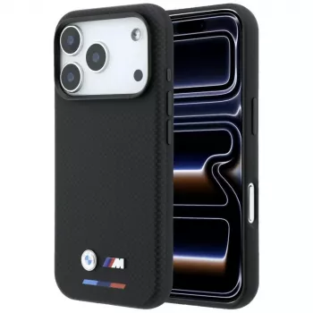 BMW M Quadrille Kevlar Tricolor & Metal Logo MacCase iPhone 18 Pro / 17 Pro - Melns