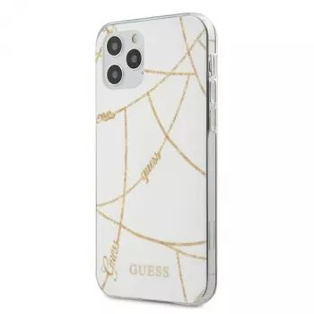 GUESS Gold Chain Collection cietais maciņš Apple iPhone 12 Pro Max - balts