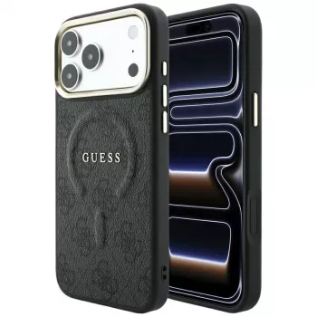 GUESS Embossed 4G Classic MagSafe maciņš iPhone 17 Pro / 18 Pro - Melns