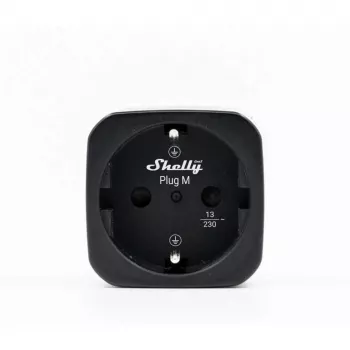 Shelly Plug M Gen3 Black 2-Pack viedais kontaktdakša ar jaudas mērīšanu, Wi-Fi un Bluetooth, 13A, enerģijas uzraudzība, Schuko