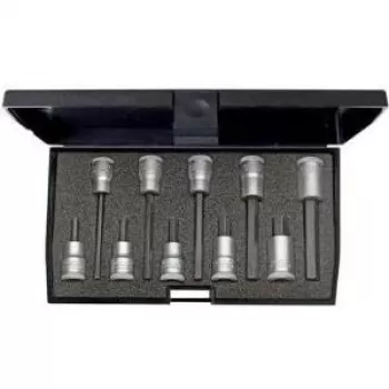 GEDORE 1509918 10 daļu sešstūra uzgriežņu atslēgu komplekts 3/8 inch piedziņa (10 mm) H4-H17 metāla kastē