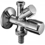 VALVE leņķa vārsts 1/2 collas x 1/2 collas x 3/4 collas ārējās vītnes, hromēts misiņš, divu izeju ar pretplūsmas aizsargu