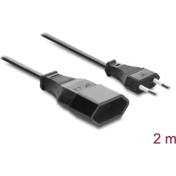 Delock Euro spraudņa pagarinātājs CEE 7/16 vīrietis uz sievieti 2 x 0,75 mm², 2 m, melns