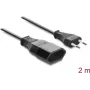 Delock Euro spraudņa pagarinātājs CEE 7/16 vīrietis uz sievieti 2 x 0,75 mm², 2 m, melns