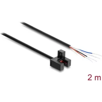 Delock Dakšveida gaismas barjera 5 mm F tips ar 4 x atvērtiem kabeļa galiem PNP L/D pārslēdzama 2 m
