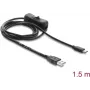 Delock USB barošanas kabelis Type-A vīrišķais uz USB Type-C™ vīrišķo ar slēdzi 1,5 m