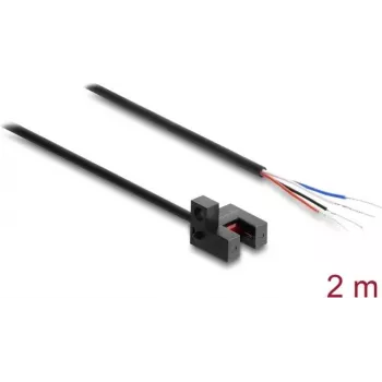 Delock Dakšveida gaismas barjera 5 mm, tips R, ar 4 atvērtiem kabeļa galiem, NPN, L/D pārslēdzama, 2 m