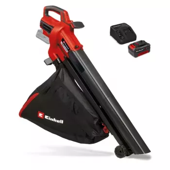 Einhell Power X-Change VENTURRO 18/210 Komplekts Bezvadu Lapu Pūtējs un Sūcējs, 18V, 4.0Ah Akumulators, Sarkans/Melns