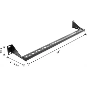Delock 19 inch 1U kabeļu pārvaldības panelis ar regulējamu dziļumu 40-90 mm, melns