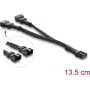 Delock Y-Fan kabelis 1 x 4 kontaktu PWM ligzda uz 2 x 4 kontaktu PWM spraudnis ar pīto apvalku 13,5 cm melns