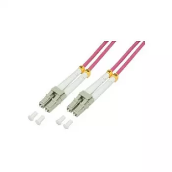 LogiLink OM4 LC/LC Duplex daudzmodu optiskās šķiedras savienojuma kabelis, 75m, LSZH, Aqua
