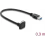 Delock USB 5 Gbps kabelis USB Type-A vīrietis uz USB Micro-B vīrietis ar skrūvju fiksāciju 90° uz augšu leņķis 0,3 m melns