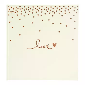 Goldbuch Raining Hearts Bēšs Fotoalbums, 60 baltas lapas, cietie vāki, PU vāks, 31x30 cm