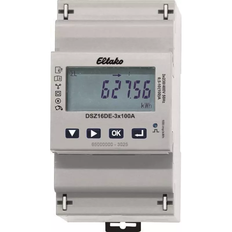 Eltako DSZ16DE-3x100A Trīsfāzu enerģijas skaitītājs, tiešā mērīšana, nekalibrēts, 100 A