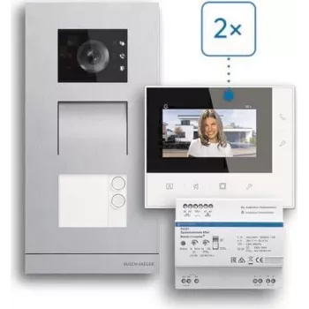 ABB Welcome Basic 2-vadu video domofona komplekts divu ģimeņu mājai, 4,3 inch monitors, balts