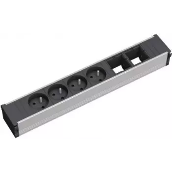 Bachmann CONI 4xUTE 2xABD Strāvas sadales bloks, 4 universālās kontaktligzdas, 2 USB uzlādes porti, melns
