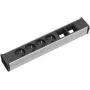 Bachmann CONI 4xUTE 2xABD Strāvas sadales bloks, 4 universālās kontaktligzdas, 2 USB uzlādes porti, melns