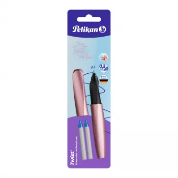 Pelikan Twist pildspalva roza zila vidēja smaile - ergonomisks satvēriens abām rokām, blistera iepakojums